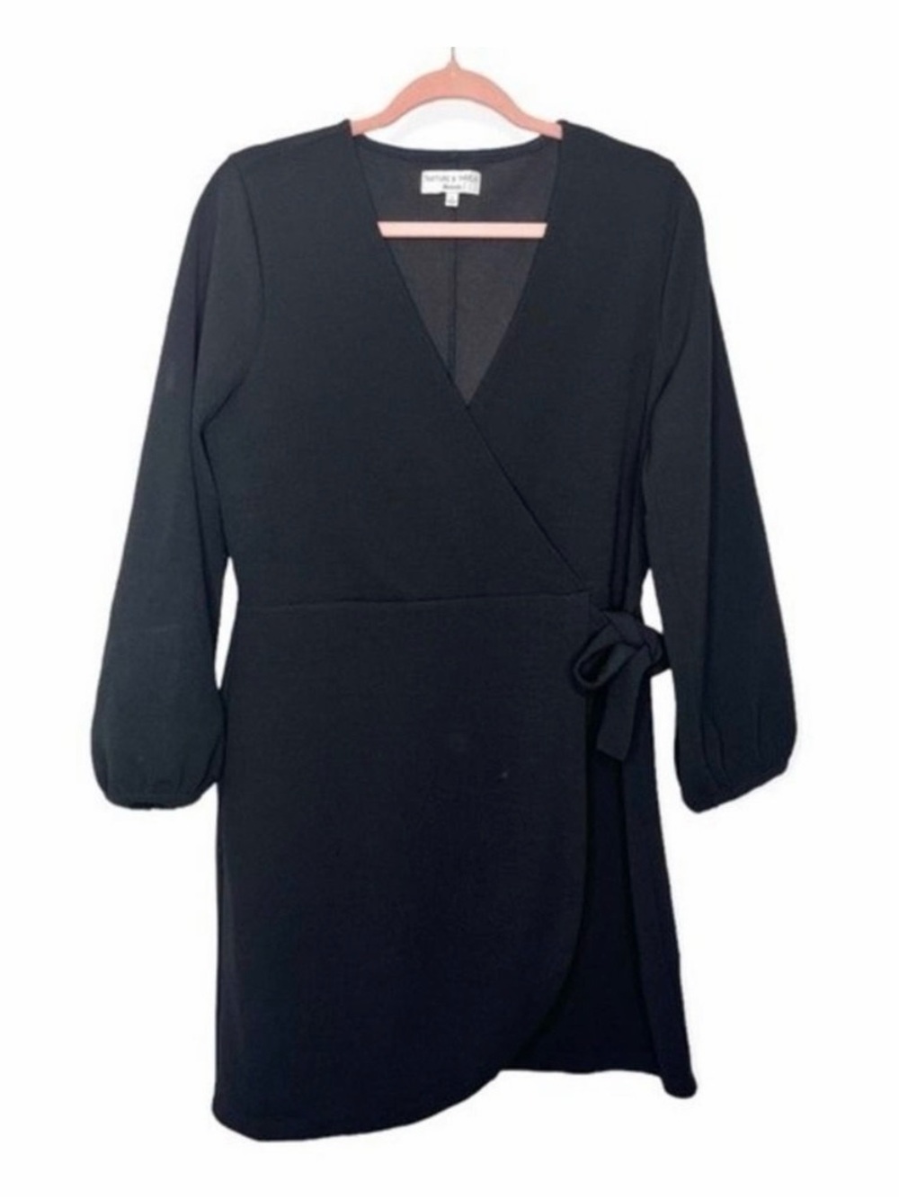 Madewell Black Wrap Dress with Long Sleeves